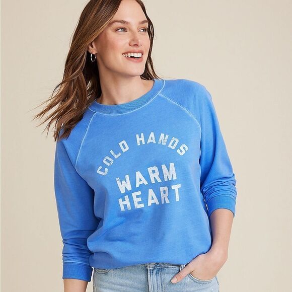 Maurice’s Blue Cold Hands Warm Heart Sweatshirt NWT - Picture 1 of 8